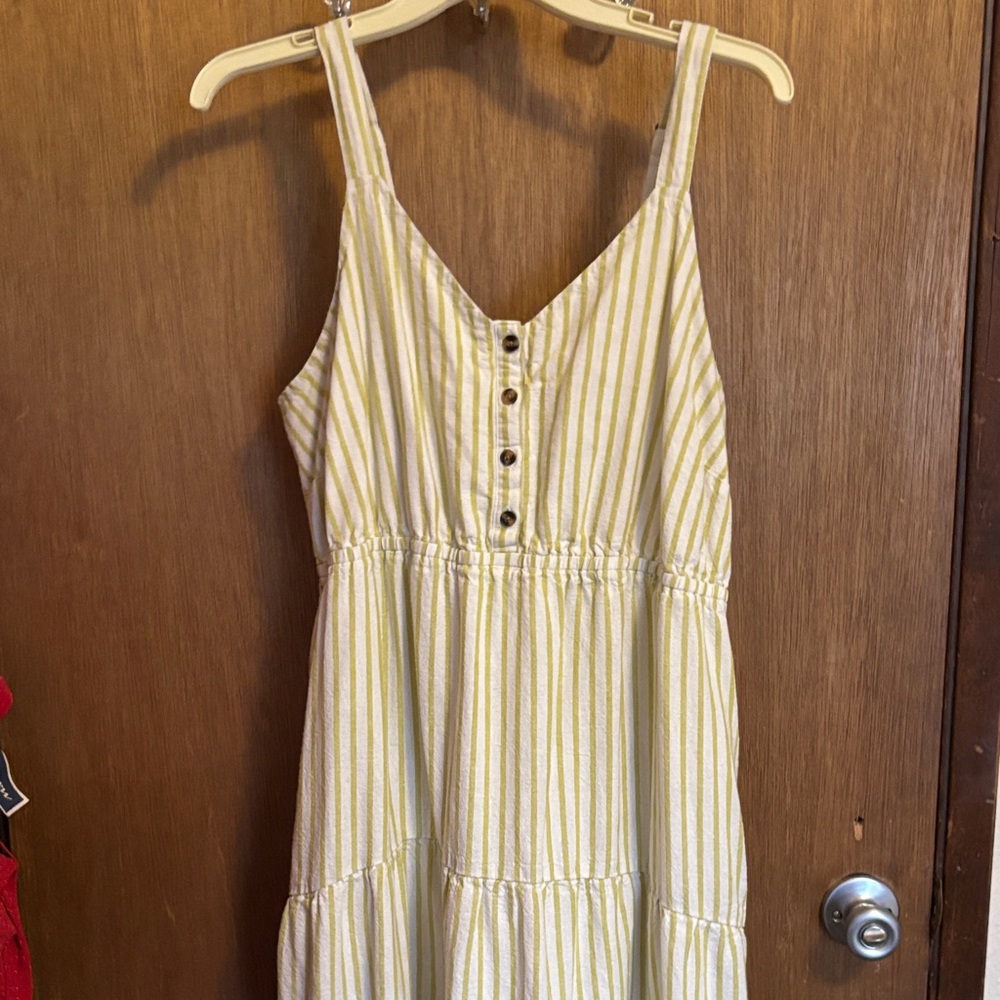 Sonoma Striped Midi Dress in Yellow and Cream